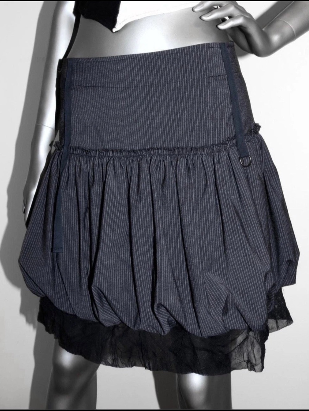 cache cache Striped Bubble Skirt with Tulle Trim size 36 Parisian core